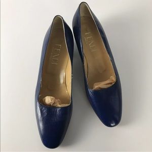 Vintage Fendi By Garolini Heels Navy Blue